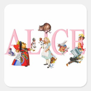 Sticker Carré Alice au pays des merveilles et amis