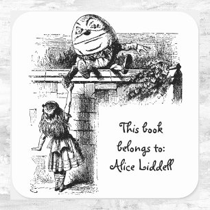 Sticker Carré Alice au pays des merveilles, ex-libris de Humpty 