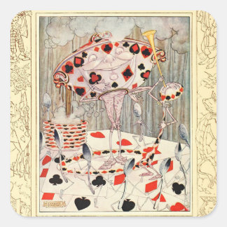 Sticker Carré Alice Au Pays Des Merveilles Illustration Vintage