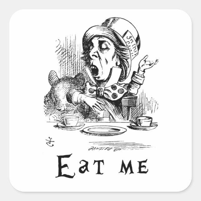 Sticker Carré Alice au pays des merveilles - Mange-moi (Devant)