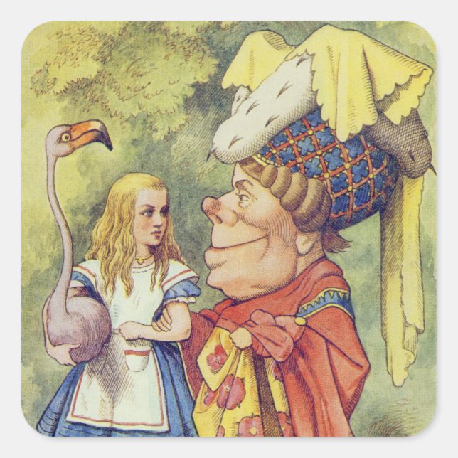 Sticker Carré Alice avec la duchesse (Devant)