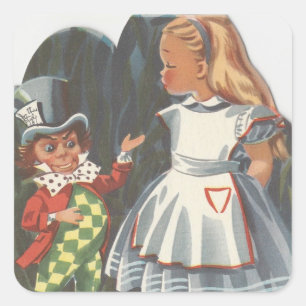 Sticker Carré Alice In Wonderland & Mad Hatter