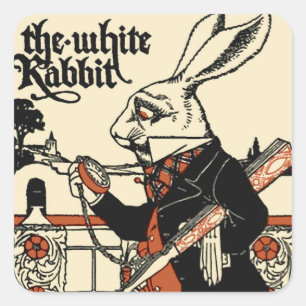Sticker Carré Alice White Rabbit Classic Wonderland