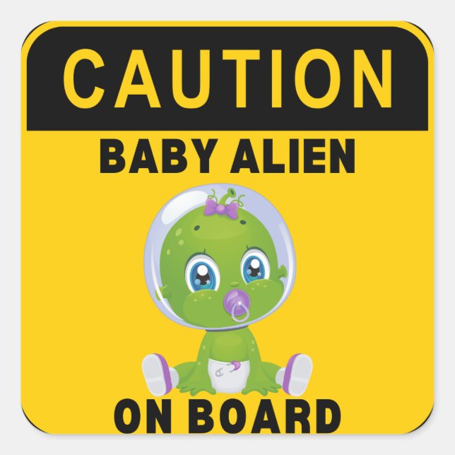 Sticker Carré Alien de bébé (Devant)
