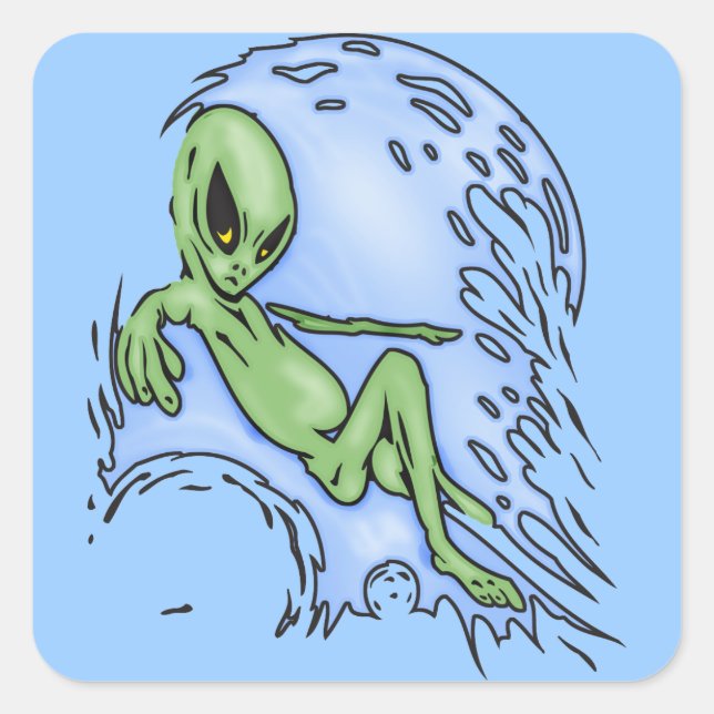 Sticker Carré Alien de surf corporel (Devant)