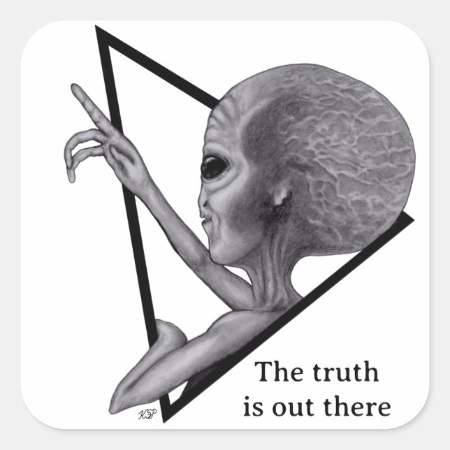 Sticker Carré Alien gris, la vérité est là (Devant)