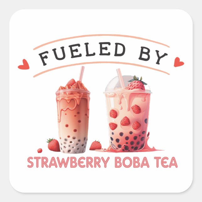 Sticker Carré Alimenté par Boba Tea (Devant)