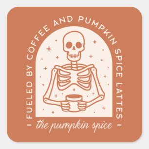 Sticker Carré Alimenté par le café et les lattes d'épices Citrou