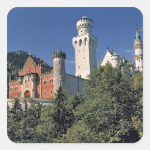 Sticker Carré Allemagne, Bavière, Château de Neuschwanstein.