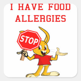 Sticker Carré Aller-Bunny STOP-Bunny Allergies Alimentaires Sq. 