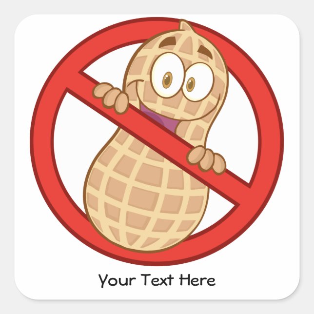 Sticker Carré Allergie d'arachide 2 (personnalisable) (Devant)