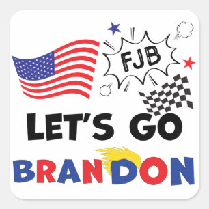 Sticker Carré ALLONS BRANDON avec les cheveux Trump