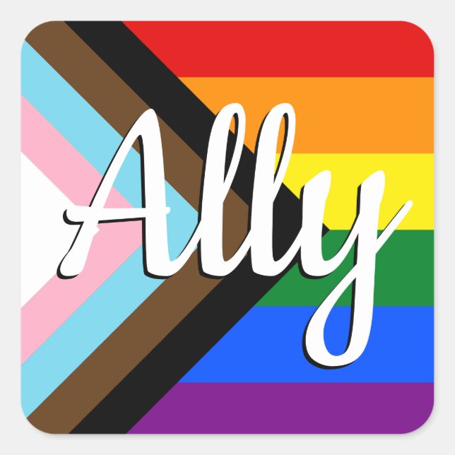 Sticker Carré Ally | Indicateur de progression de la fierté (Devant)
