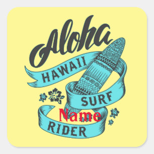 Sticker Carré Aloha Hawaii Surf Rider Thunder_Cove