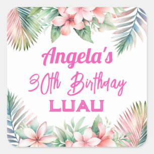 Sticker Carré Aloha Luau Tropical Adulte Anniversaire