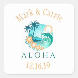 Sticker Carré Aloha Tropical Personnalisé
