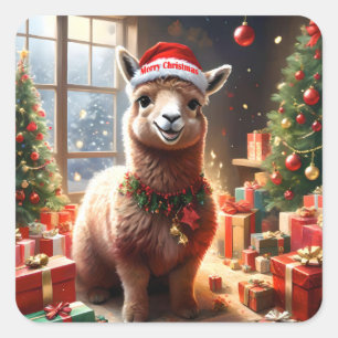 Sticker Carré "Alpaca les présents : un conte de Noël"