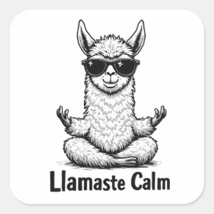 Sticker Carré Alpaca Séjour Calme Llamaste Lama Yoga Amusant