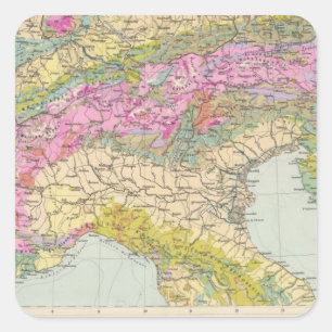 Sticker Carré Alpenlander - Atlas Carte des Alpes