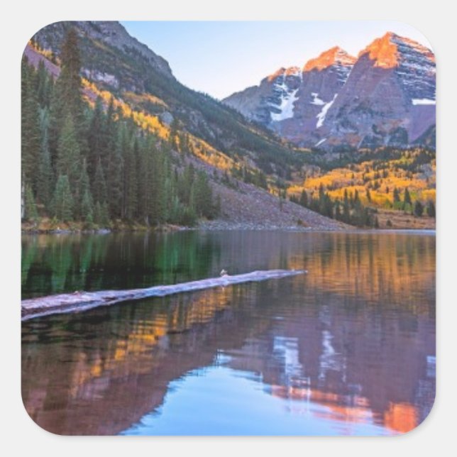 Sticker Carré Alpes de Maroon Bells (Devant)