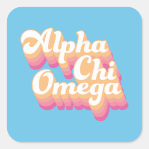 Sticker Carré Alpha Chi Omega   Script Super