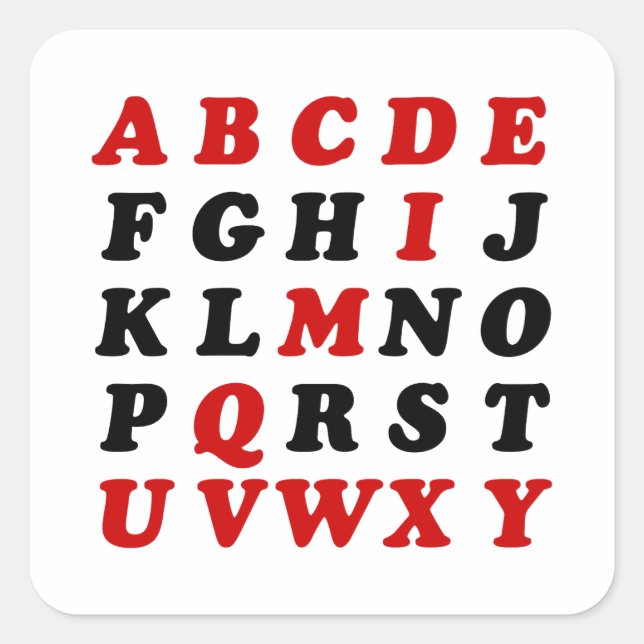 Sticker Carré Alphabet anglais (Devant)