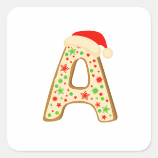 Sticker Carré Alphabets de Noël lettre A