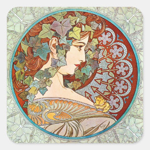 Sticker Carré Alphonse Mucha Ivy