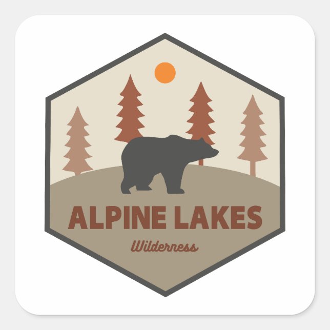 Sticker Carré Alpine Lakes Wilderness Washington Bear (Devant)