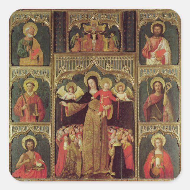 Sticker Carré Altesse de la Vierge du Rosaire, c.1500 (Devant)