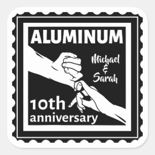 Sticker Carré ALUMINUM cadeau traditionnel 10e anniversaire mari