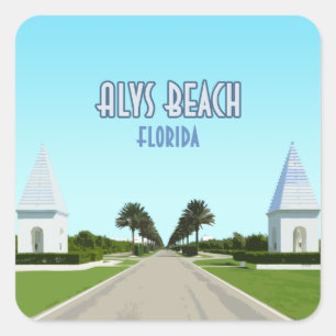 Sticker Carré Alys Beach Floride Côte du Golfe Vintage