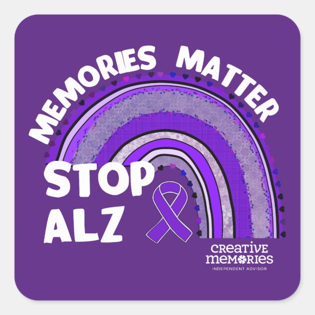 Sticker carré Alzheimer's Association plus long jo (Devant)