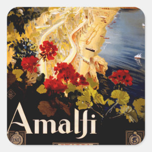 Sticker Carré Amalfi Italie Poster de voyage Graphique d'art