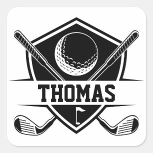 Sticker Carré Amateur de golf personnalisé