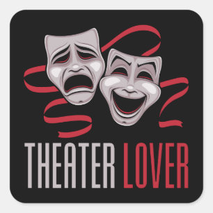 Sticker Carré Amateur de Théâtre de Comédie et de Tragédie