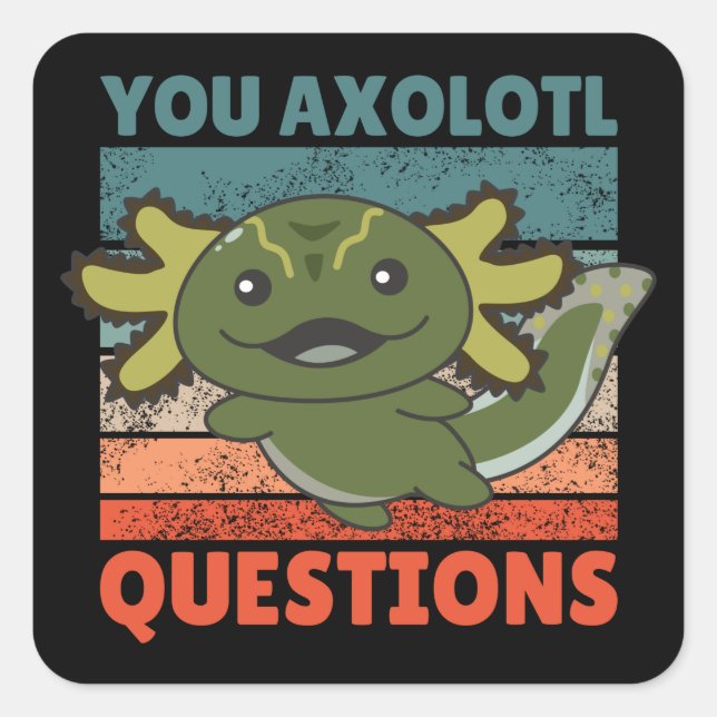 Sticker Carré Amateurs Axolotl Animaux doux Enfants Axolotl Carr (Devant)