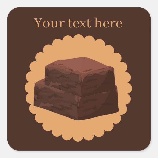 Sticker Carré Amateurs de brownie mignon ajouter du texte (Devant)