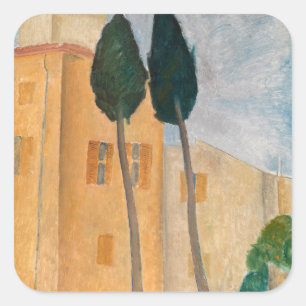 Sticker Carré Amedeo Modigliani - Cyprès et maisons à Cagnes