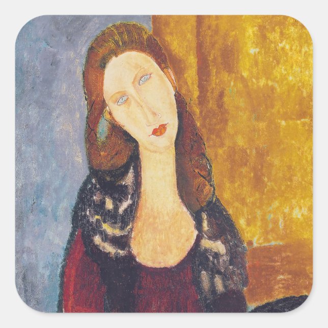 Sticker Carré Amedeo Modigliani - Portrait Jeanne Hebuterne #2 (Devant)