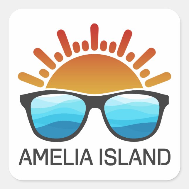 Sticker Carré Amelia Island Florida Lunettes de soleil (Devant)