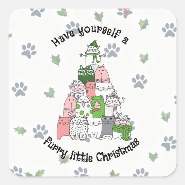 Sticker Carré Amène-toi un petit Noël de Furry ! (Devant)