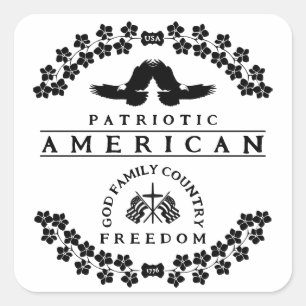 STICKER CARRÉ AMÉRICAIN   USA 1776   DIEU FAMILLE PAYS LIBERTÉ