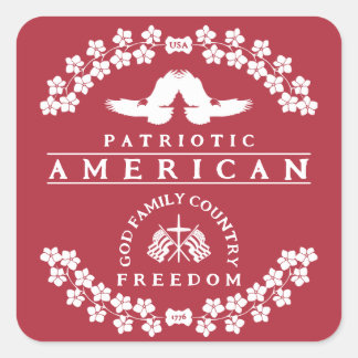 STICKER CARRÉ AMÉRICAIN | USA 1776 | DIEU FAMILLE PAYS LIBERTÉ