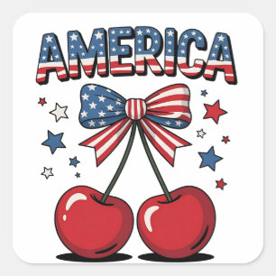 Sticker Carré American Coquette Bow Cherche esthétique USA Drape