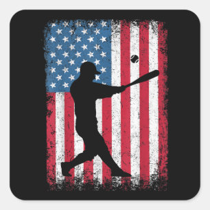 Sticker Carré American Flag Baseball Team Cadeau pour Hommes Gar