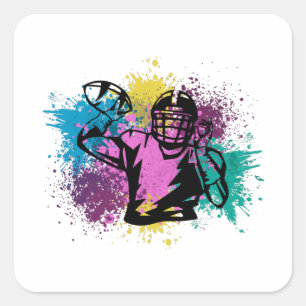Sticker Carré American Football Grungy Couleurs Splashes