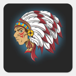 Sticker Carré Amérindien Chiefer Amérindien Amérindien Amérindie