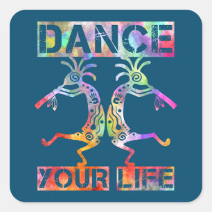 Sticker Carré Amérindiens Kokopelli - Dansez votre vie 3