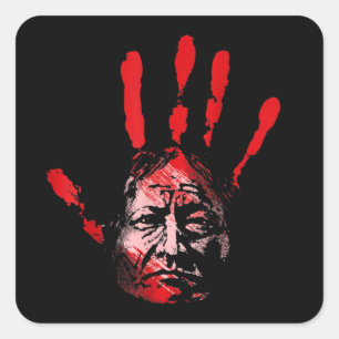 Sticker Carré Amérindiens Red Hand Indien T